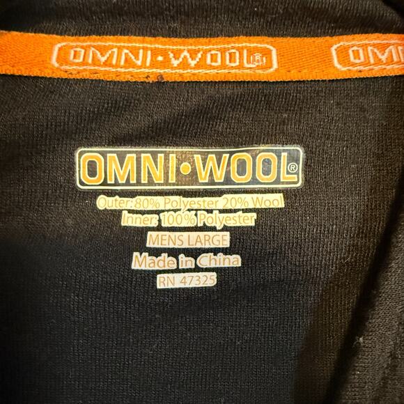 Omni Wool Shirt Mens Large Black Wool Blend 1/4 Zip Stretch Long Sleeve Tshirt - Picture 7 of 9